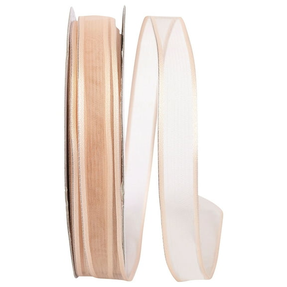 Reliant Ribbon - 25771W-714-03K, Charlize Sheer Satin Wired Edge Ribbon, Petal Peach, 5/8 Inch, 50 Yards