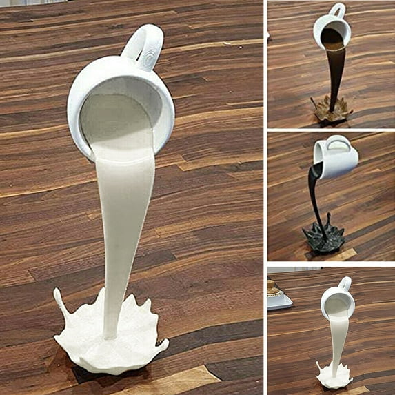 Cheer.US Floating Coffee Cups Magic Pouring Spilling Splash Coffee Mugs Funny Coffee Mug Sculpture Art Decor for Home, Kitchen, Present for Coffee Lover