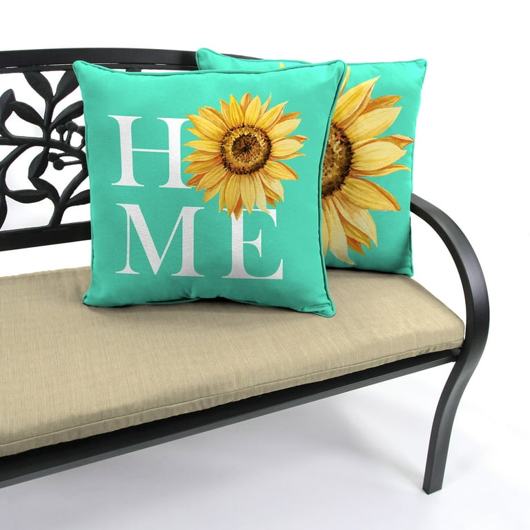 Mainstays Home Sunflower Reversible Outdoor Throw Pillow 16