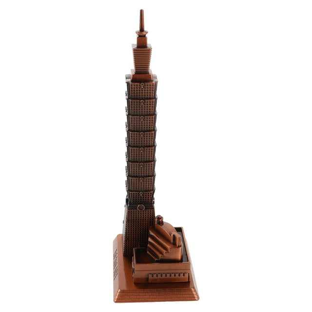 COMPUKAS Architecture Model Building - Dark Brown Alloy Chinese Buildings Decor for Collectors 1Pcs