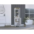 thumbnail image 2 of Hanover 4-Shelf Contemporary Linen Cabinet - Light Oak & White Manufactured Wood Bathroom Storage, 2 of 7