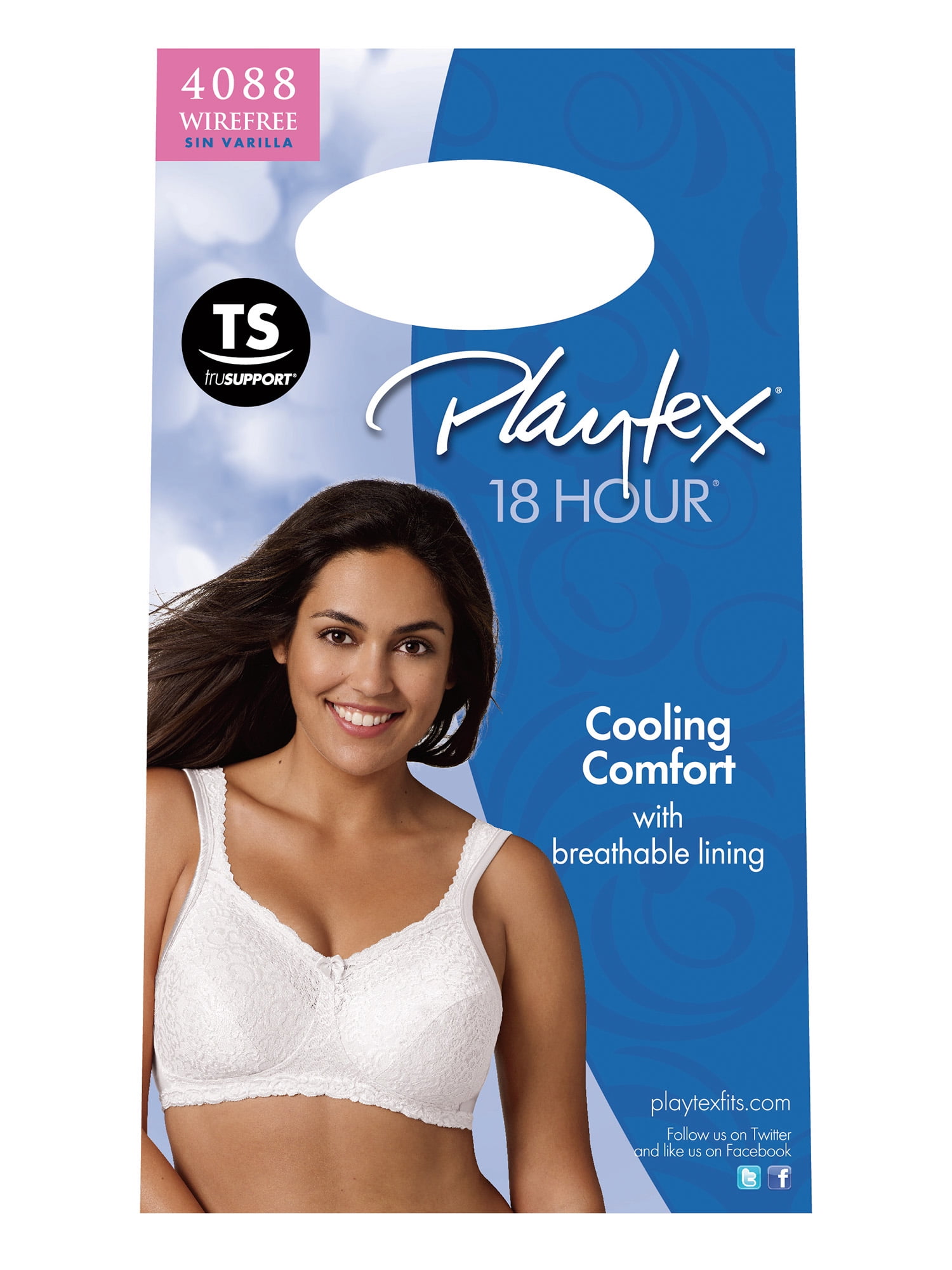 Playtex 18 Hour 4088 Breathable Comfort Lace Wirefree Bra Honey 44DD  Women's 