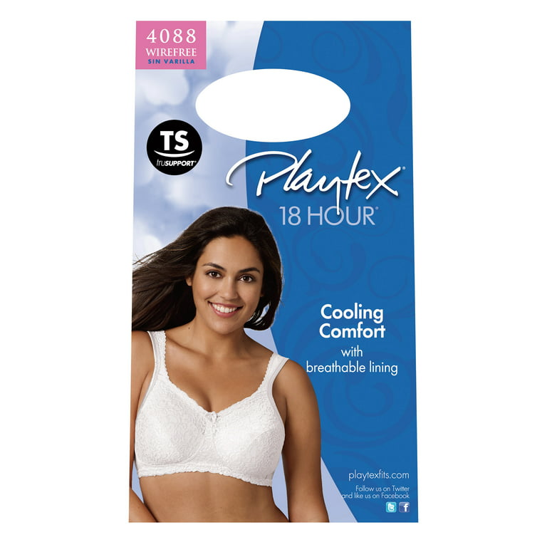 Playtex Womens 18 Hour Breathable Comfort Lace Wire-Free Bra Style-4088 