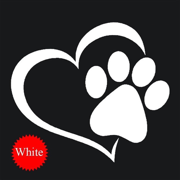 Linda Pata De Perro De Dibujos Animados Con Corazón De Melocotón Pegatina De Coche Animal Perro Gato Amor Mascota Coche Calcomanía Methold PT002686-02