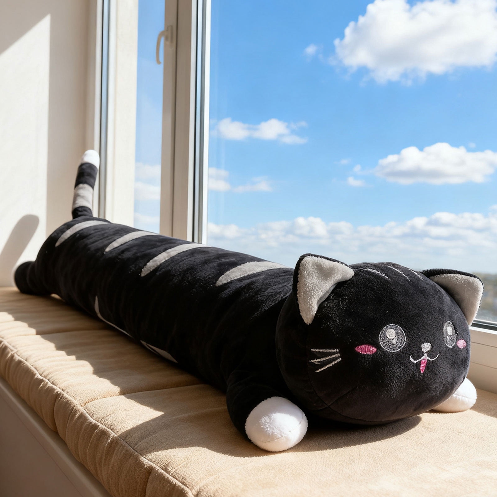 Gytml Black Cat Heating Hugging Pillow, Portable Electric Heat Pads Usb Powered, Funny Gifts For Women Girls Cat Lovers Birthday Easter Black-50x14x9cm