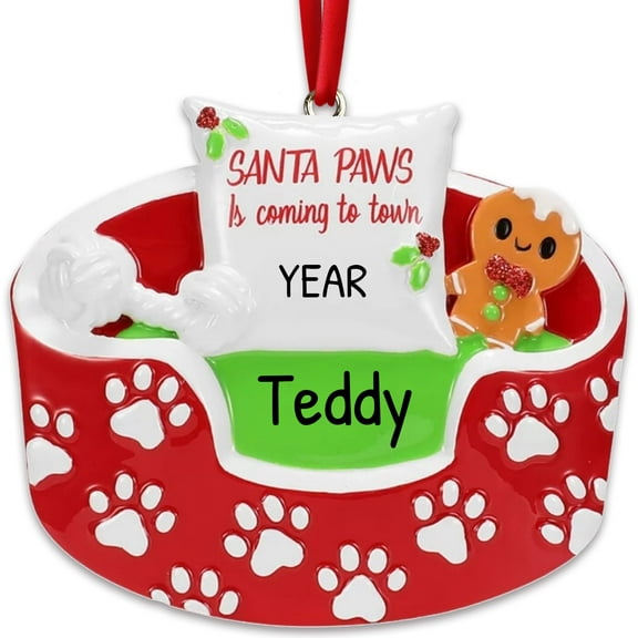 Personalized Dog Bowl Ornament 2024 Puppy Keepsake 1 Count - Ornaments by Elves