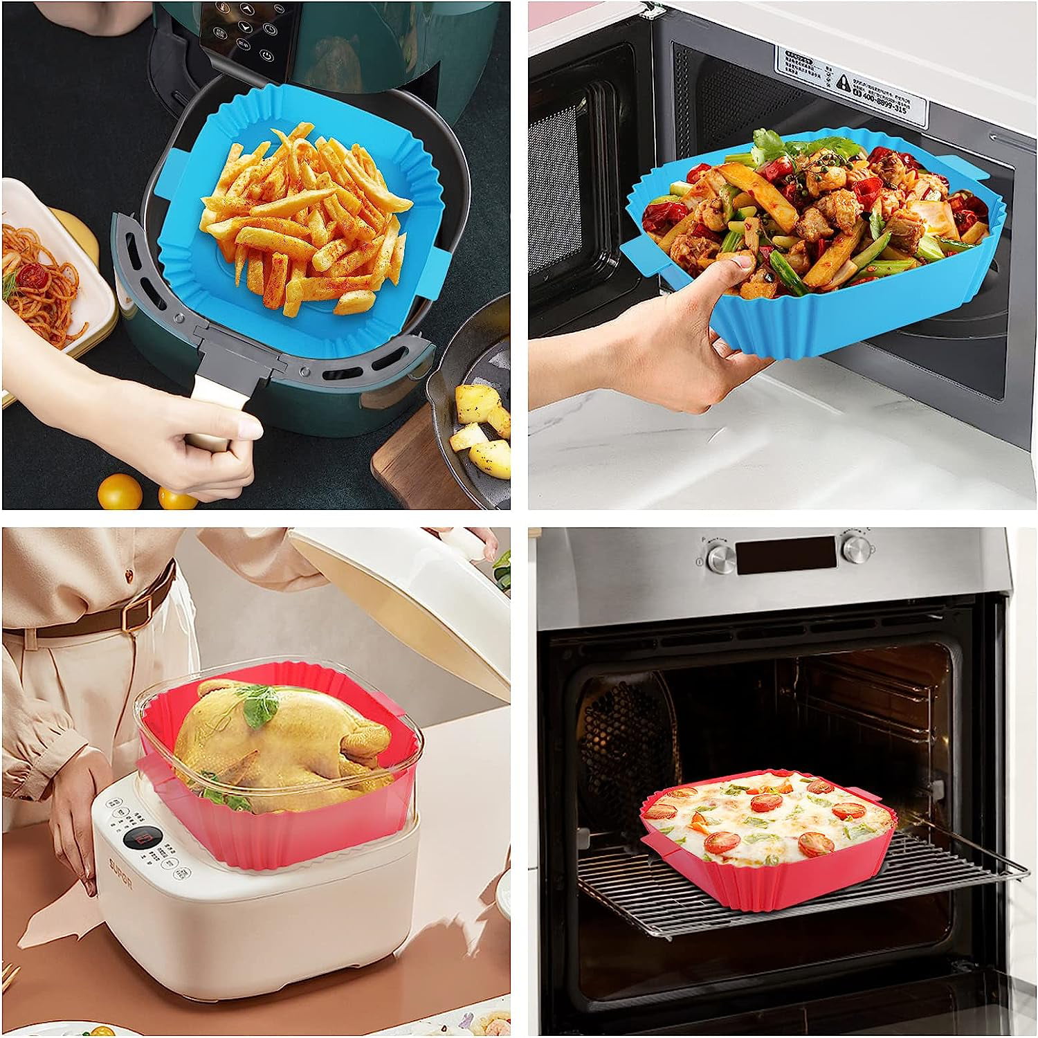 1pc Bpa Free Large Round Square Shape Silicone Air Fryer Liners 7.5/8.5  Reusable Circle Air Fryer Silicone Pot, Disc… in 2023