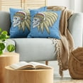 thumbnail image 5 of Ambesonne Tribal Throw Pillow Cover 2 Pack, Skull with Feathers Folk, 24", Violet Blue Cream Pearl, 5 of 7