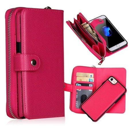 Pouch Rose (iPhone 7s Plus Wallet Case, Mignova 2 in 1 Detachable Back Case Leather flip Wallet Bag Pouch Case Cover for Apple iPhone 7s Plus 5.5