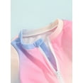thumbnail image 5 of Bagilaanoe Toddler Baby Girl One-Piece Swimsuit Gradient Color Long Sleeve Zipper Rashguard Swimwear 6M 12M 2T 3T 4T Kids Ruffle Bathing Suit, 5 of 8