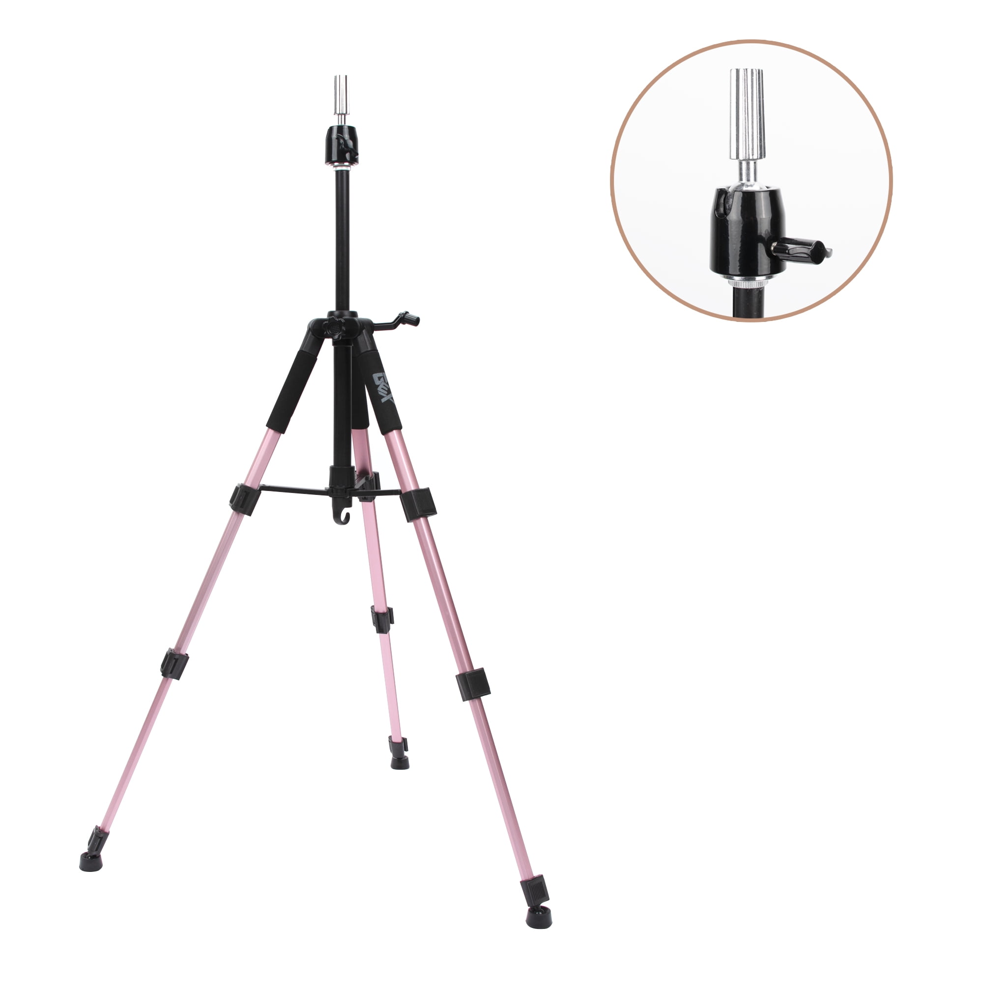 GEX Mannequin Tripod Stand Canvas Block Training Doll Manikin Head Wig Stand for Cosmetology Hairdressing(Rose Gold)
