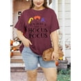 thumbnail image 4 of XCHQRTI Women Plus Size Hocus Pocus Shirt Graphic Halloween Casual Letter T-Shirt Short Sleeve Quote Funny Saying Top Tees, 4 of 7