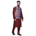 thumbnail image 2 of Atasi Kurta Pyjama Traditionnel Uni à Col Mandarin avec Ensemble de Veste Imprimée, 2 of 3