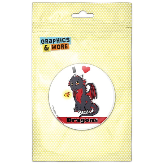 I Heart Love Dragons Cute Red Fantasy Refrigerator Button Magnet
