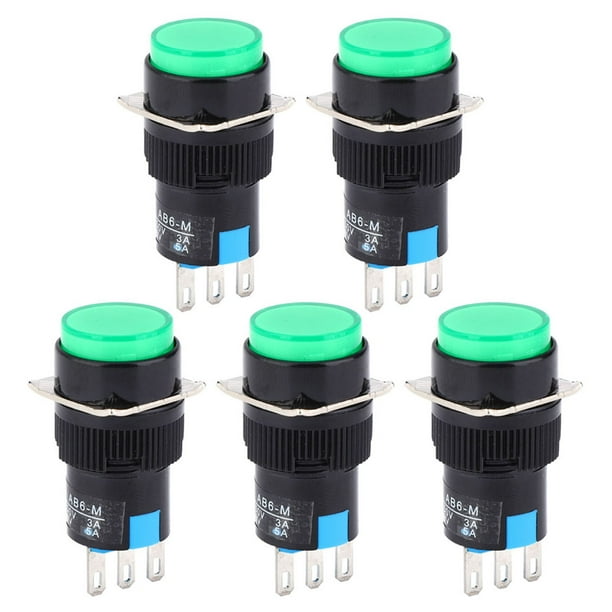 Interruptor de botón momentáneo de 5 uds LA16‑11/AB6‑M AC 250V 3A DC 30V 5A interruptor de botón redondo