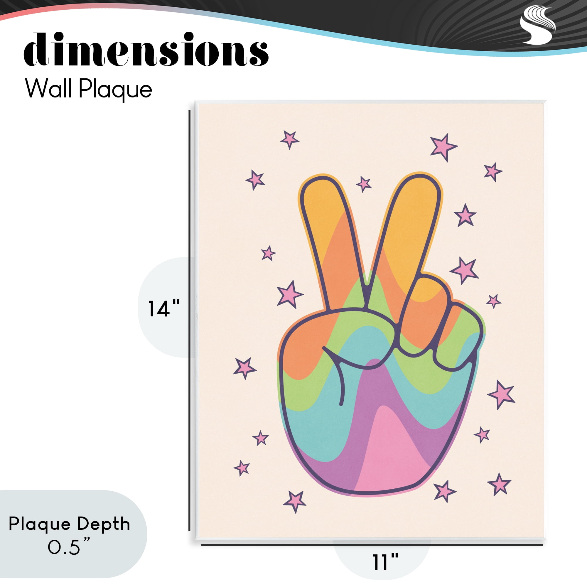 Stupell Industries Peace Sign Retro Rainbow Wall Plaque Art, design by LSR Design Studio
