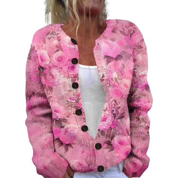 Kaondbfi Women's Cardigan, Autumn and Winter Knitted Button Cardigan Casual Coat Top Winter Clothing for Women