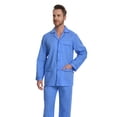 thumbnail image 6 of GLOBAL Men's 100% Cotton Long Sleeve Pajama Set, Breathable Lightweight Button Down Nightwear with Pants, S-3XL, 6 of 7