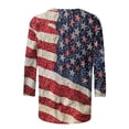 thumbnail image 4 of Vetsdori Red White and Blue Shirts for Women Summer Fourth of July Pullover Independence Day American Flag,3/4 Sleeve Plus Size Casual Graphic Ladies Tops Fashion, 4 of 5