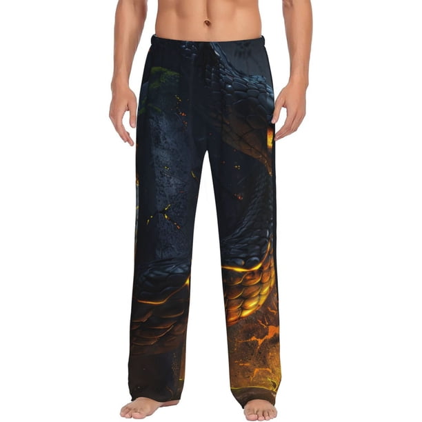 Balery Glowing Snake Dark Forest Pantalones de pijama para hombre, pijama ultraligero, pantalón de descanso-Medium