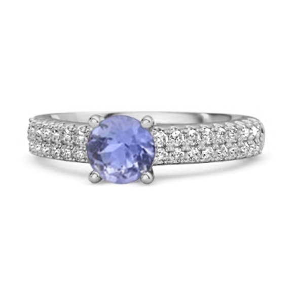 Dual Band 0.10 Ctw Tanzanite 925 Sterling Silver Stacking Mother's Day Gift Ring