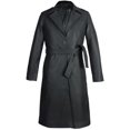 thumbnail image 3 of Abrigo largo para mujer - Chaqueta de cuero puro - Abrigos con botones ajustados para ropa exterior, 3 of 4