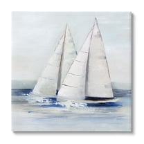 Stupell Industries Sailboats Coastal Waves Splashing Coastal Painting Gallery Wrapped Canvas Print Wall Art