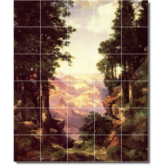 Ceramic Tile Mural-Thomas Moran Landscapes Painting 548. 21.25" w x 25.5" h using (30) 4.25 x 4.25 ceramic tiles