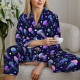 thumbnail image 6 of Pajama Sets for Women 2 Pcs, Jellyfish Purple Blue Button Down Long Sleeve Sleepwear Lounge PJ Sets, 6 of 6