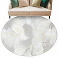 thumbnail image 2 of 5ft Round Rug, Grey Ombre Marble Non-Skid Rubber Backing Large Area Rugs - Living Room Bedroom Home Office, Yellow Modern Geometric Abstract Art Indoor Floor Mat Carpets Washable Rug, 2 of 9