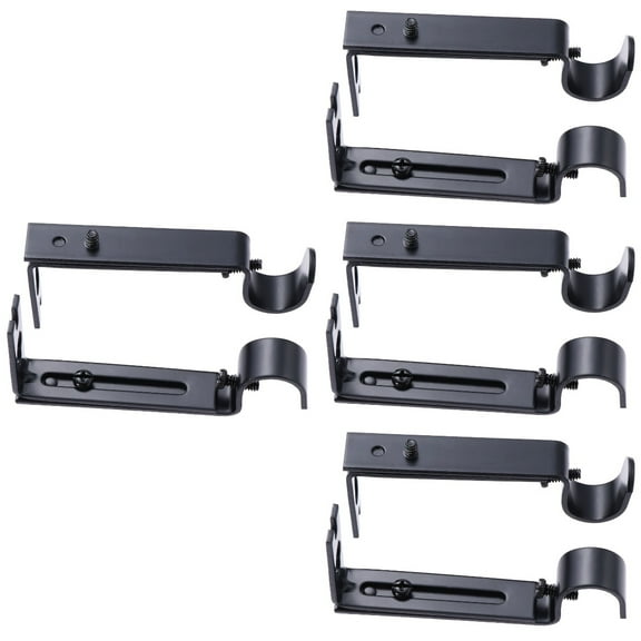 unbranded 8 pcs 0.75 Adjustable Curtain Rod Bracket Heavy Duty Curtain Rod Holder Curtain Rod Holder with Screws Wall Bracket Hooks for Wall ( Black )