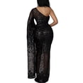 thumbnail image 3 of Vestido Nagfar, sexy, con lentejuelas brillantes, un solo hombro, negro, 3 of 6