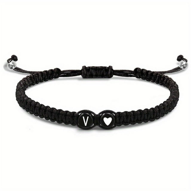 Heart Initial Bracelets 26 Letters Initial Bracelet A-Z Braided Bracel