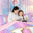 thumbnail image 4 of meiyoeat Mermaid Letter Twin Comforter Sets for Girls, Glitter Scale Print Bedding Set for Bedroom, Iridescent, Pink Reversible, 2 Pieces, 1 Comforter and 1 Pillowcase, 4 of 6