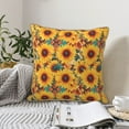thumbnail image 6 of Fotbe Colorful Bohemian Sunflower Pattern Velvet Decorative Throw Pillow Covers with Elegant Piping, Soft Plush Cushion Cover for Sofa, Bed, Car, Office-18"x18", 6 of 8