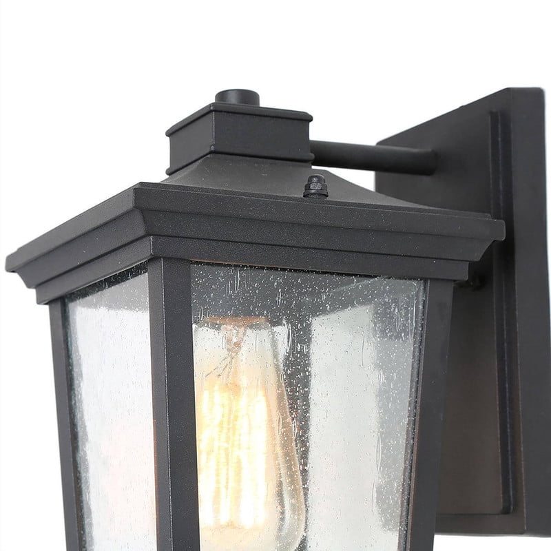 LNC Outdoor Wall Lantern with Seeded Glass, 11" Black Porch Light, E26 Base, Wet Rated