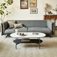 thumbnail image 2 of Coffee table  ceramic Coffee Table, MDF painting  Double Layer  Coffee Table for Living Room, white ceramic and Coffee Brown Bottom Shelf, 2 of 5