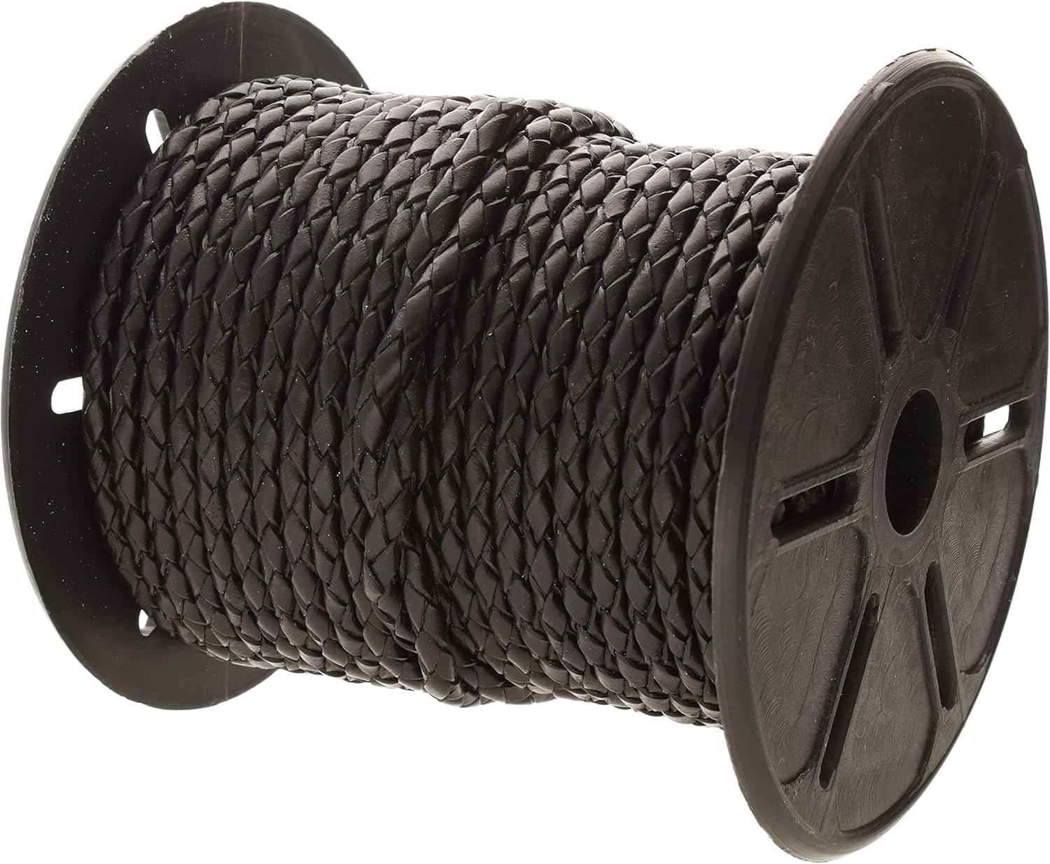 The Beadsmith Braided Bolo Cord – Black Color – 4mm Spool – 25 Yards/22.86 Meters – Machine Braided Indian Leather – Ideal for Watch Bands, Bolo Ties, Necklaces, Hair Accessories & DIY Jewelry Making