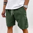 thumbnail image 2 of Men's Corduroy Shorts Drawstring Waisted with Pockets Shorts Lightweight Summer Casual Beach Bermuda Short Corduroy Straight-Leg Short Pants,Green 2XL, 2 of 5