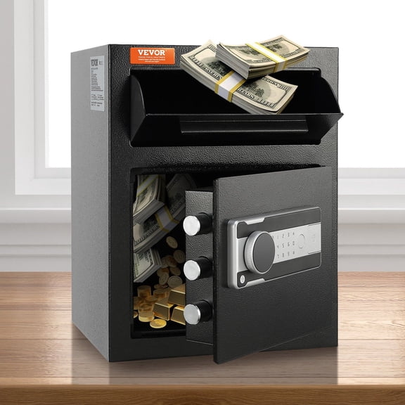1.7 Cu Ft Drop Slot Safe - Electronic Lock & 2 Emergency Keys, 17.7”x13.7”x13.7” Deposit Safe for Cash, Mail, Documents - Home/Office/Hotel Use