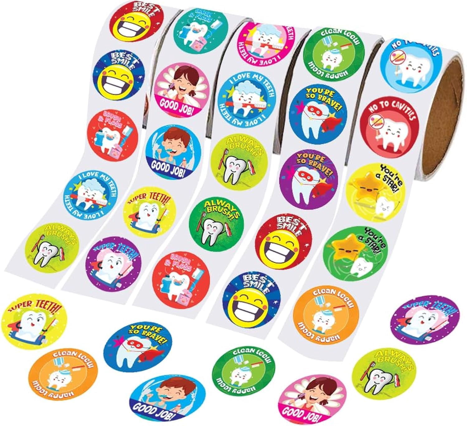 Stickers Răng ArtCreativity Dental Sticker Rolls Assortment - Set Includes 500 Dental ...