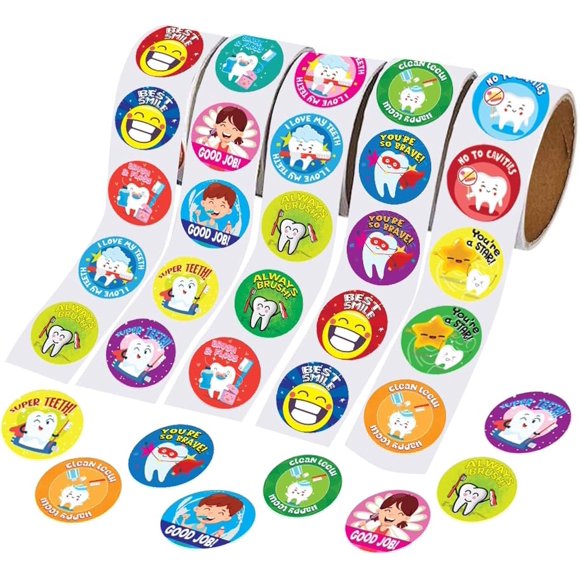 ArtCreativity Dental Sticker Rolls Assortment - Set Includes 500 Dental Themed Stickers - Dental Reward, Goodie Bag Fillers, Party Favors - Fun Craft Tool for Children Ages 3+