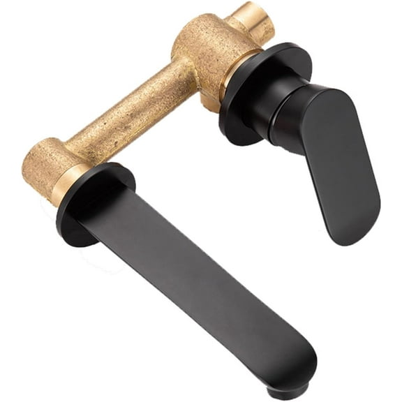 Wall Mounted Bathroom Sink Faucet Black, Hot and Cold, 2-Hole Single Handle Bathroom Sink Faucets, 360 Swivel Spout Sink Faucet, Split