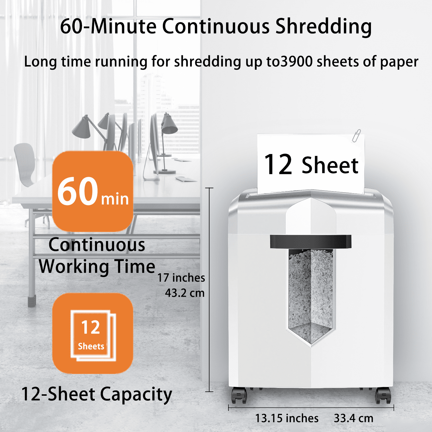 Bonsaii Micro-Cut Shredder, 12-Sheet Capacity, P-4 Security, Shreds CDs, Credit Cards, Mail, Staples, Clips; Features Jam-Proof System and 4.2-Gallon Pullout Bin, Perfect for Home Office, White/Gray
