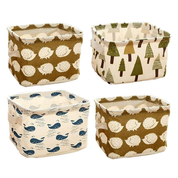 Winty Storage Bin,Storage Containers,Tissue Box 4Pcs with 2 Handles In Sides On Organizer Both Storage for Custody Housekeeping & Organizers,Storage Basket