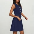 thumbnail image 5 of Women's Formal Work Mini Dress Casual 2025 Summer Sleeveless Elegant Button Bussiness Office Outfits, 5 of 8