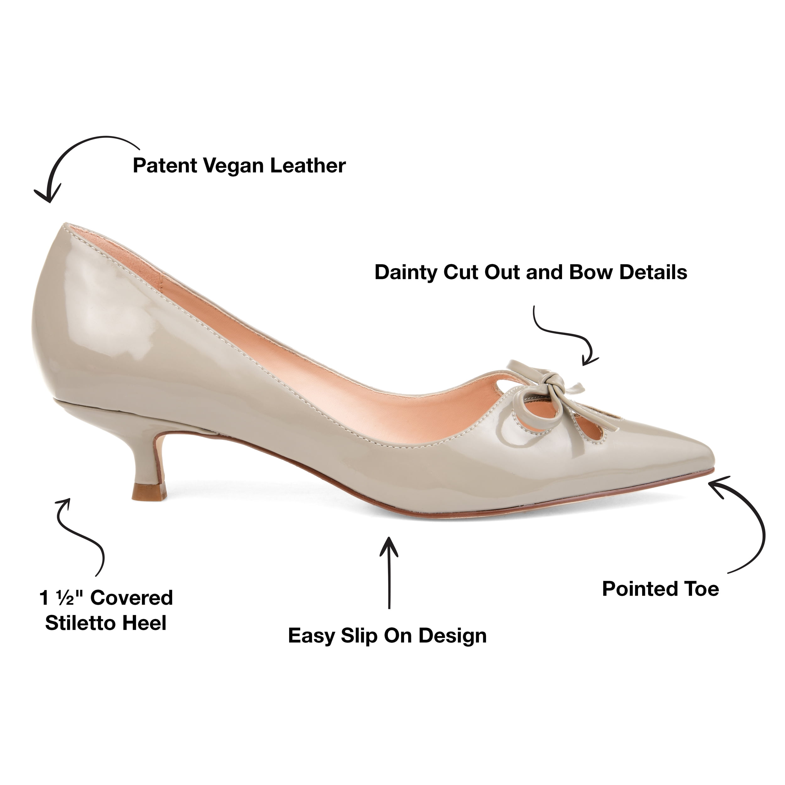 Journee Womens Lutana Pointed Toe Kitten Heel Pumps, Widths Available