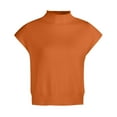 thumbnail image 4 of UJNDER Autumn Winter Solid Color Wool Sweater for Women Temperament High Neck Sleeveless Pullover Orange L, 4 of 9