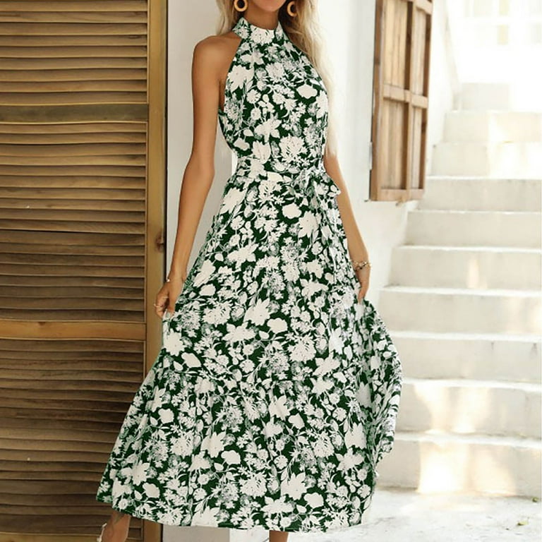 パーティードレス Sleeveless Printed Gown Dress SnZhen Wedding Guest Dresses for Women Women's Printing