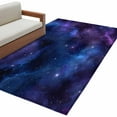 thumbnail image 2 of Abstract Starry Sky Washable Area Rugs 4'x6', Blue Purple Black Night Sky Star Low Pile Throw Living Room Rug Non-Slip Sturdy Edge Binding Carpet for Indoor Entryway Bedside Kitchen, 2 of 9